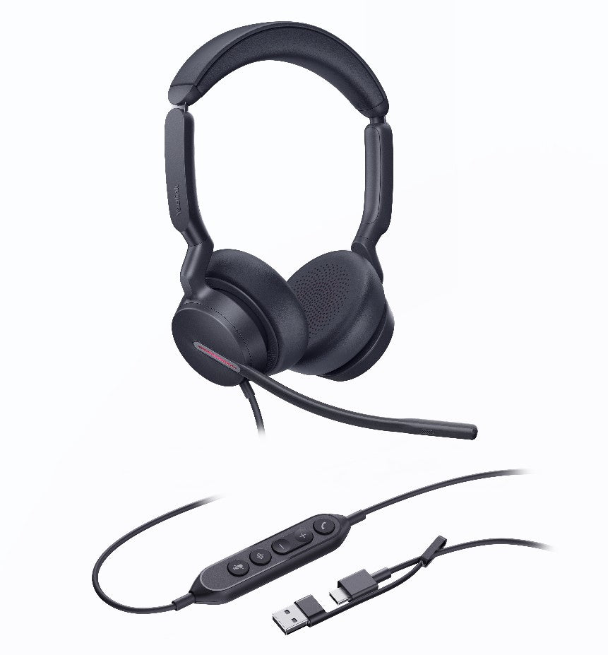 Yealink UH46 Dual UC USB-C/A Unified  Communications  USB  Wired  Headset 3-Noise-Canceling Microphones 35mm Speaker Busylight Leather Controller Yealink UH46 Dual UC USB-C/A Unified  Communications  USB  Wired  Headset 3-Noise-Canceling Microphones 35mm Speaker Busylight Leather Controller
